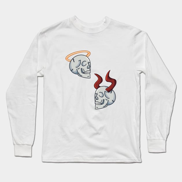 angel and devil skull Long Sleeve T-Shirt by moonli